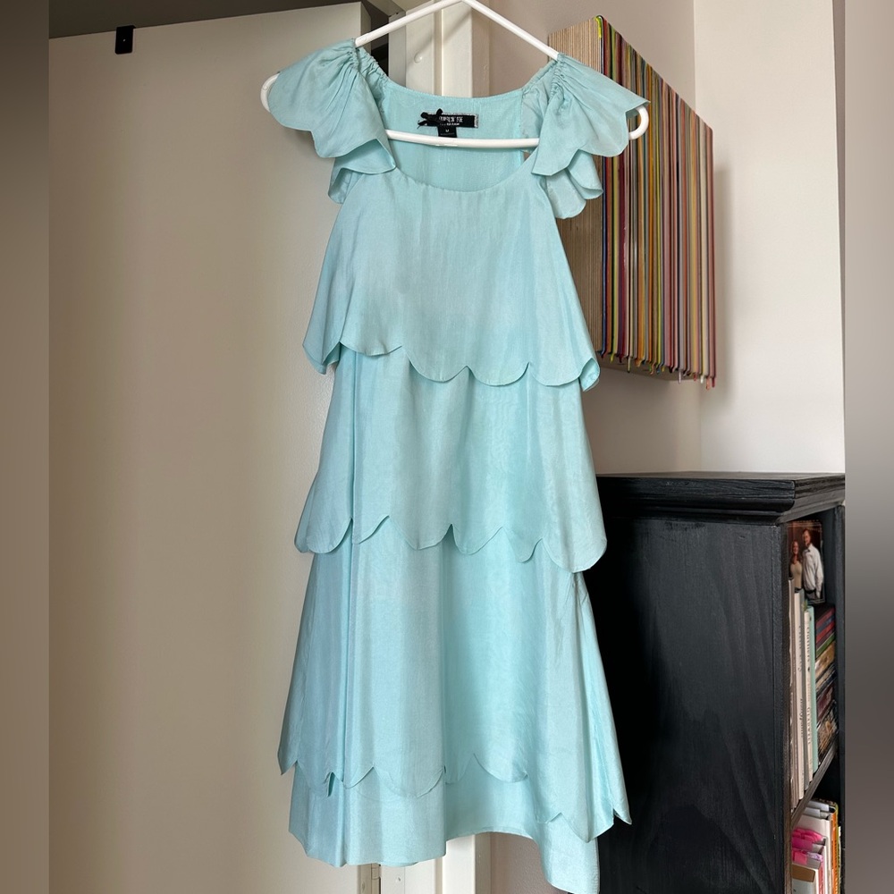 Chic Light Blue Layered Midi Dress